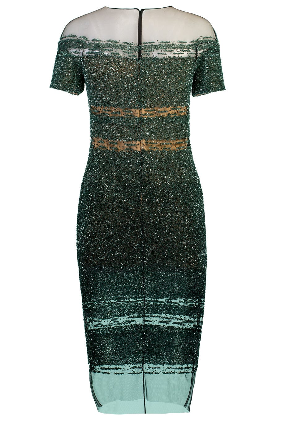 PAMELLA ROLAND-Signature Sequin Cocktail Dress - Emerald-