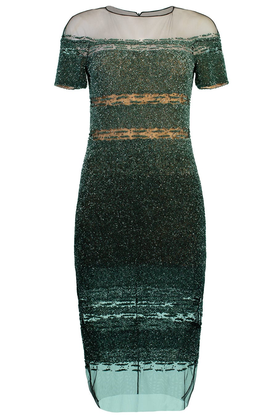 PAMELLA ROLAND-Signature Sequin Cocktail Dress - Emerald-