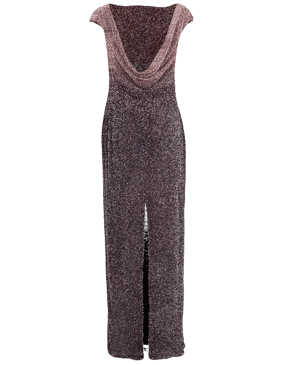 PAMELLA ROLAND-Sequin Cowl Back Dress-SMOKE