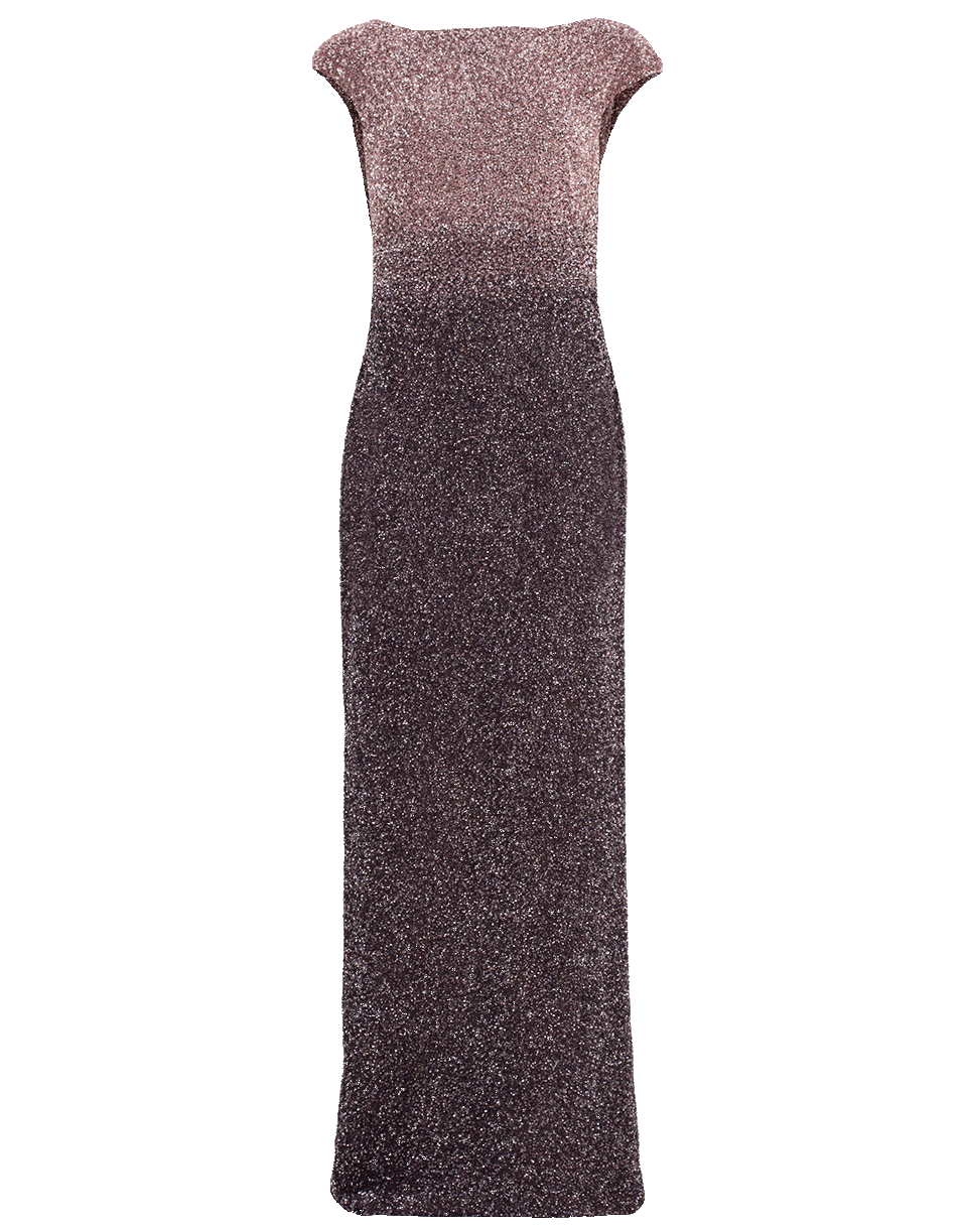 PAMELLA ROLAND-Sequin Cowl Back Dress-SMOKE