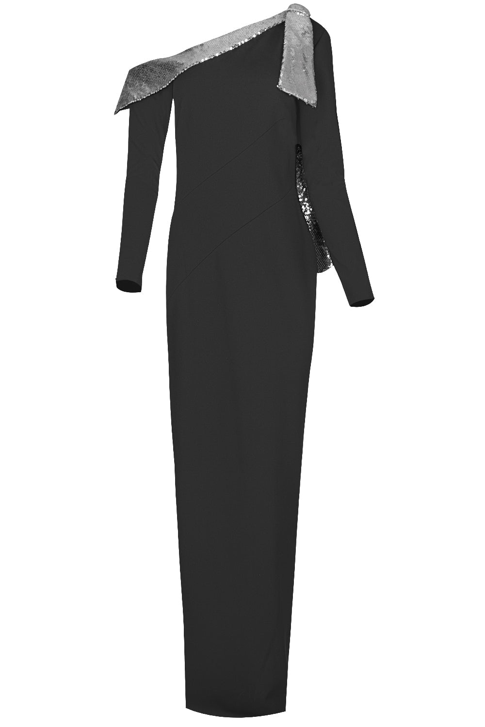 PAMELLA ROLAND-Contrast Neckline Gown-