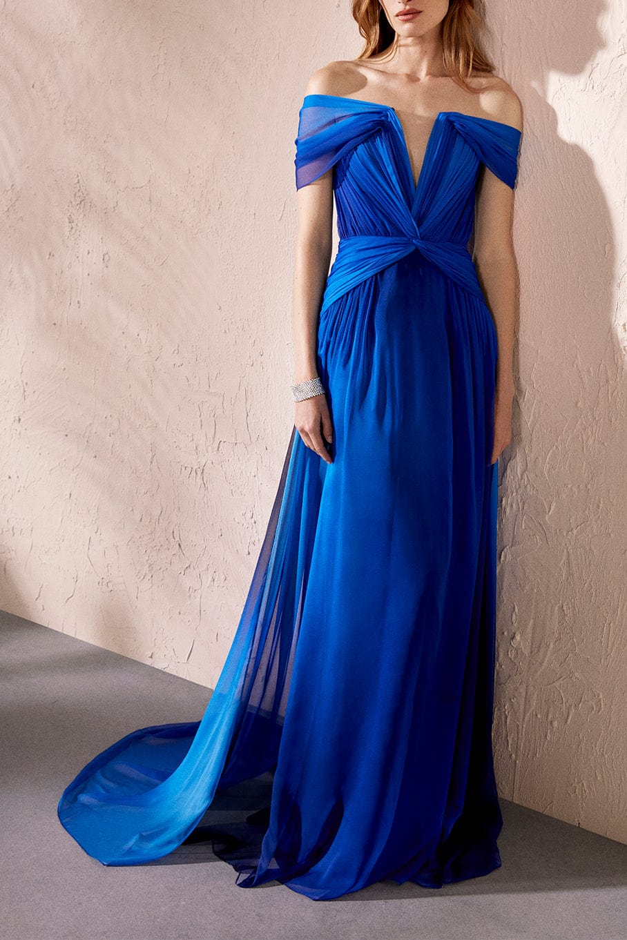 Off The Shoulder Pleated Ombre Gown | PAMELLA ROLAND Marissa Collections Off The Shoulder Pleated Ombre Gown | PAMELLA ROLAND Marissa Collections