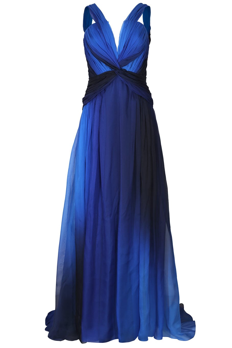 PAMELLA ROLAND-Off The Shoulder Pleated Ombre Gown-