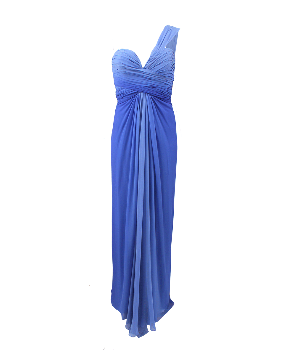 PAMELLA ROLAND-One Shoulder Sweetheart Gown-BLUE/WHT