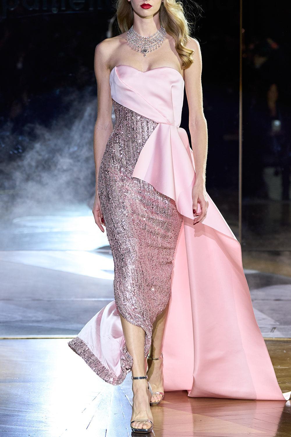 Double Face Sequin Gown-BLUSH-2-CLOTHINGDRESSGOWN-PAMELLA ROLAND