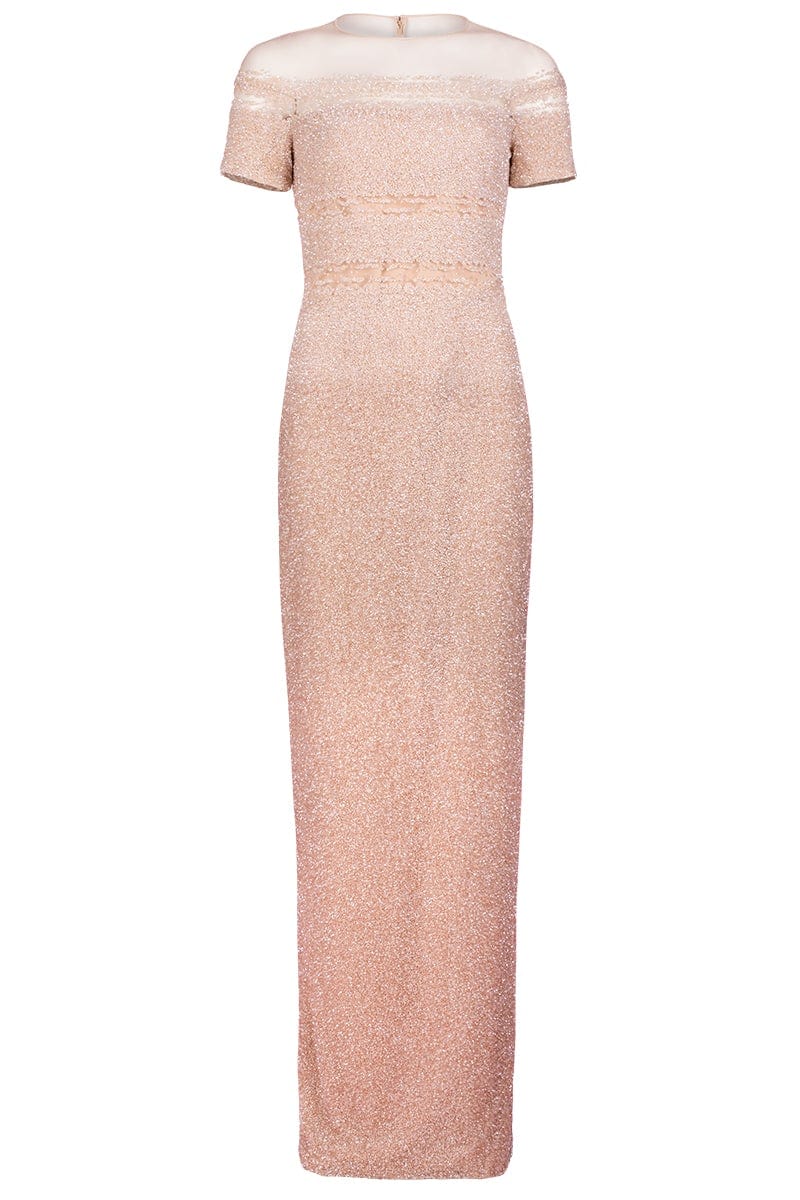 PAMELLA ROLAND-Ombre Embroidered Gown - Champagne-CHAMPAGN