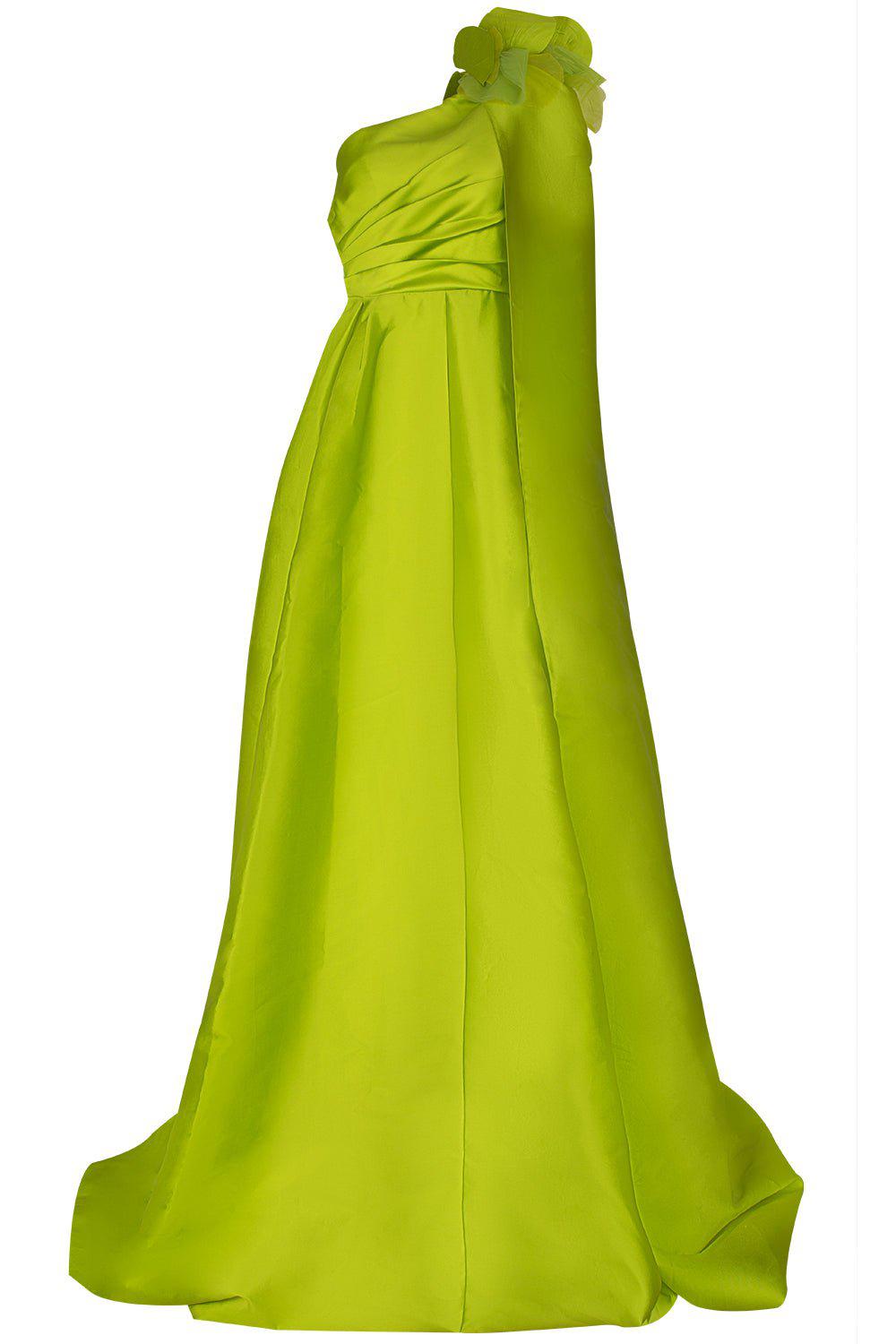 PAMELLA ROLAND-Mikado Cape Gown-CITRNGRN