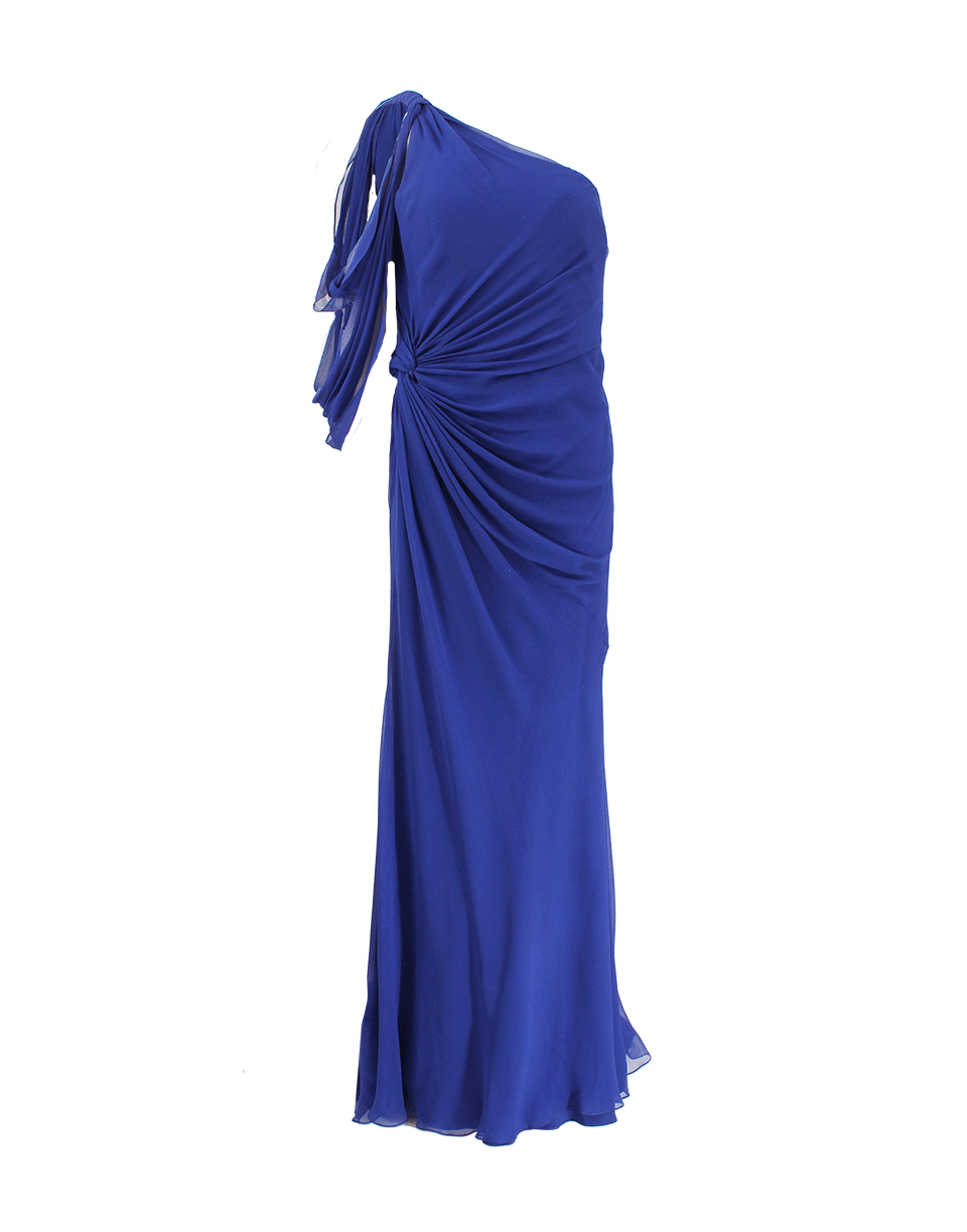 PAMELLA ROLAND-Gathered One Shoulder Gown-COBALT