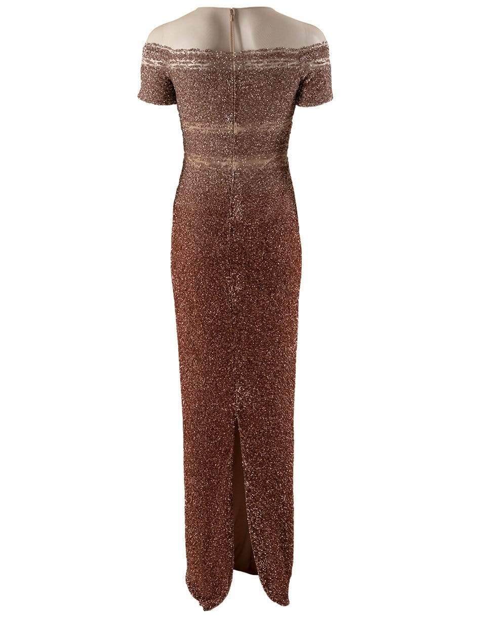 PAMELLA ROLAND-Copper Ombre Sequin Embroidered Gown-