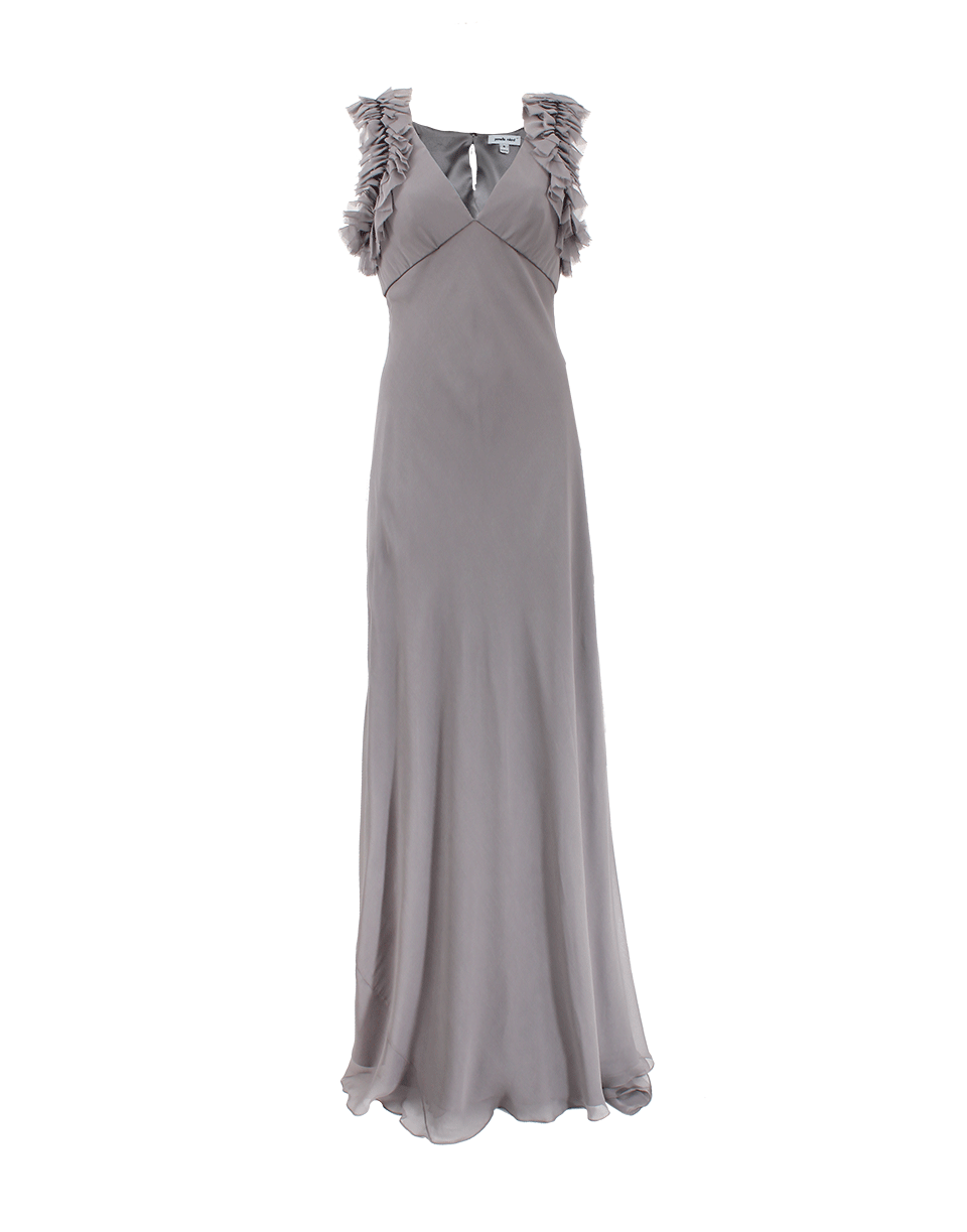 PAMELLA ROLAND-V-Neck Gown With Arm Detail-GREY