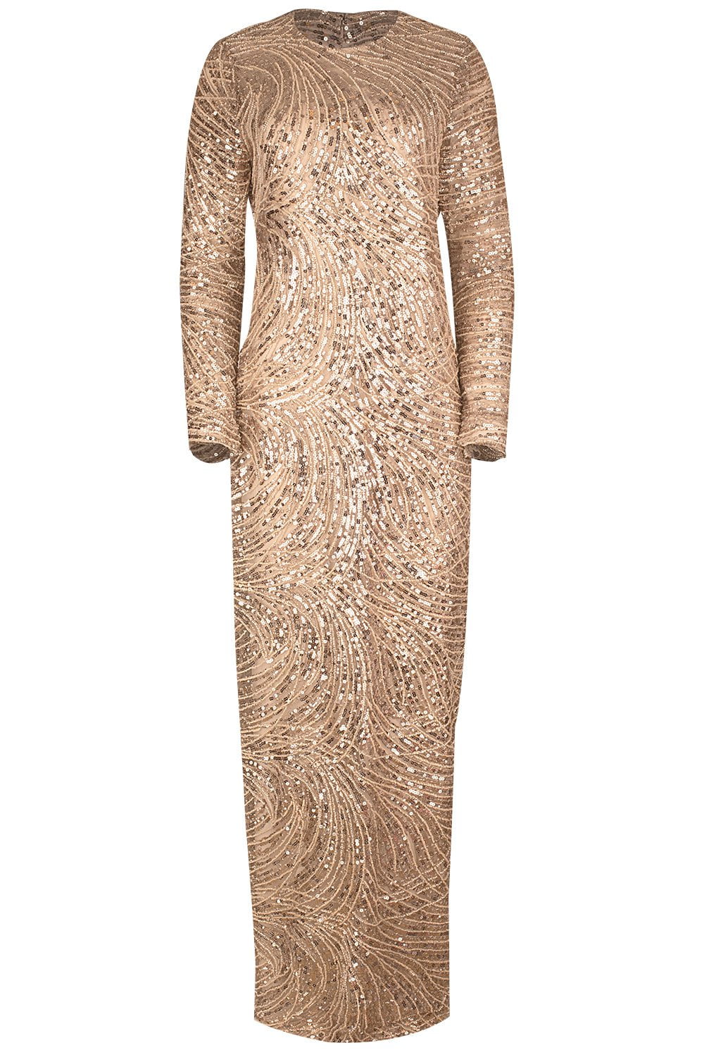 PAMELLA ROLAND-Long Sleeve Gown - Taupe-