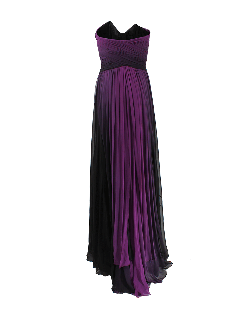 PAMELLA ROLAND-Strapless Ombre Gown-MAGENTA