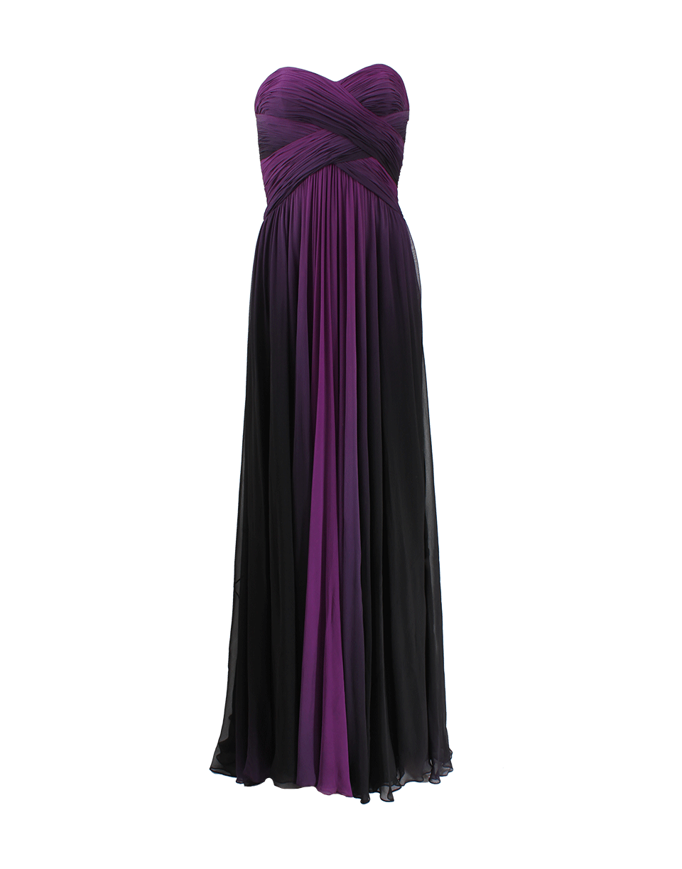 PAMELLA ROLAND-Strapless Ombre Gown-MAGENTA
