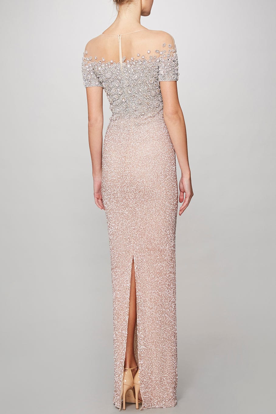 PAMELLA ROLAND-Sequin Gown With Crystal Degrade-