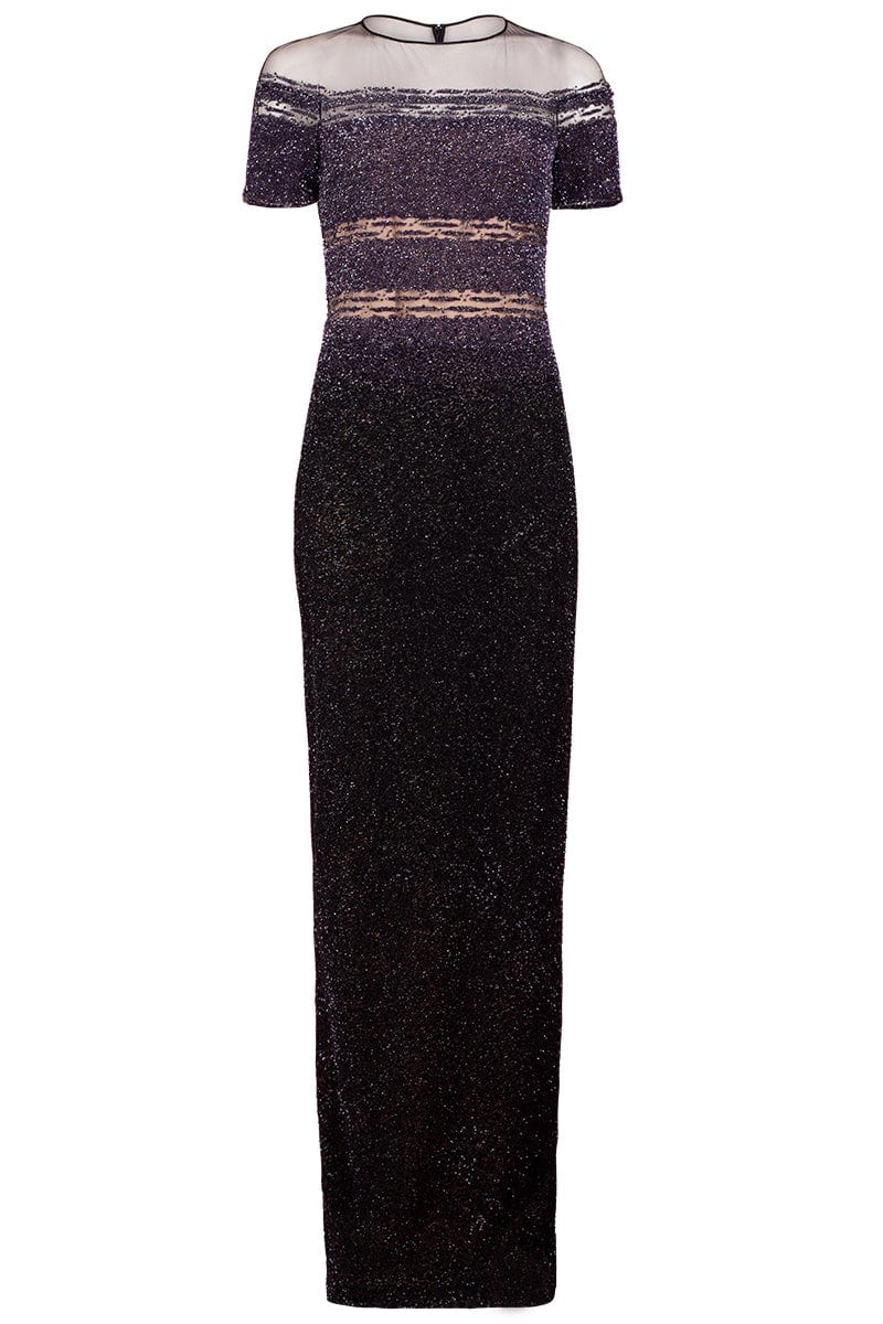 PAMELLA ROLAND-Signature Sequin Gown - Silver Black-