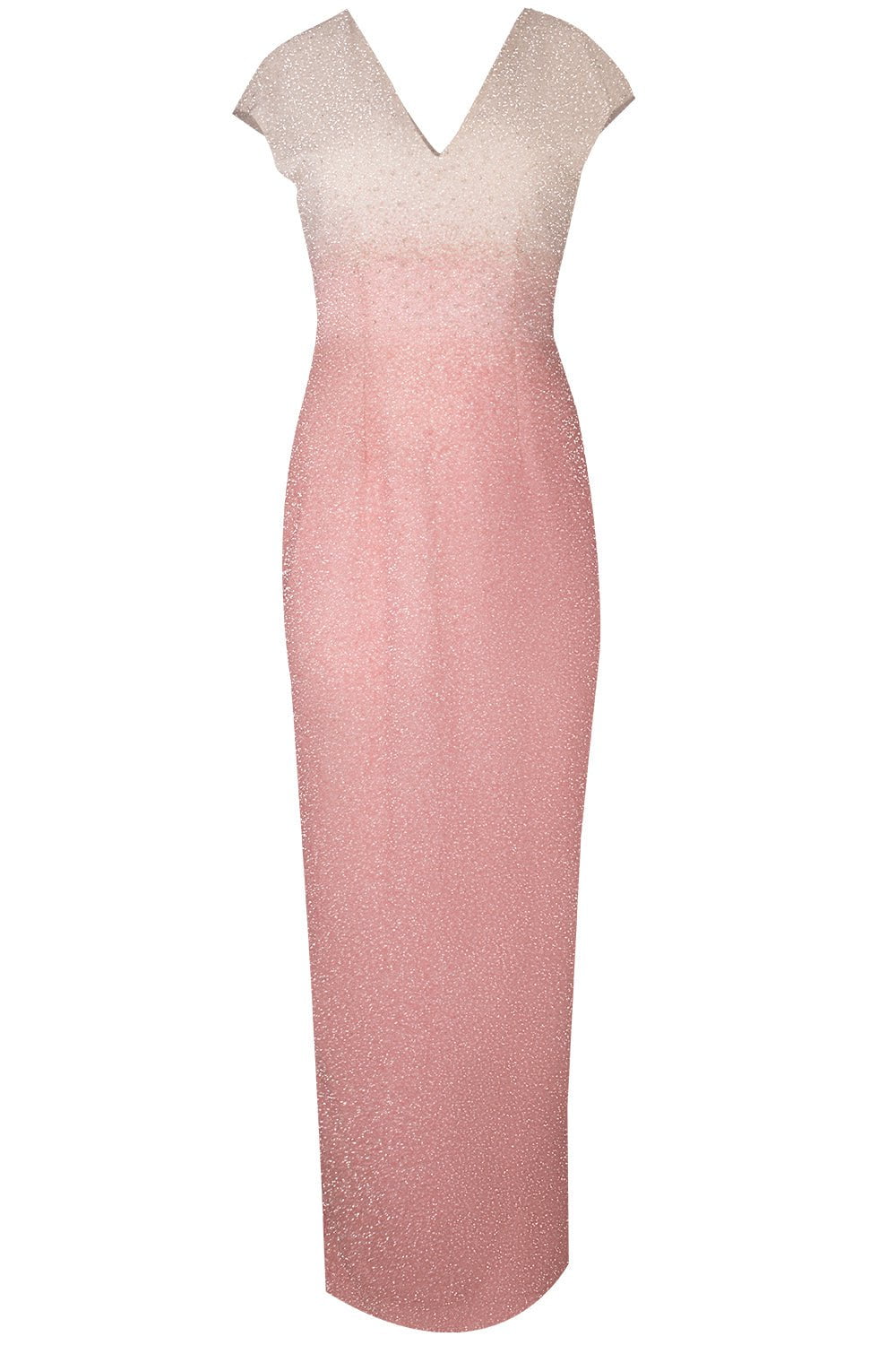 Signature Sequin V-Neck Gown - Blush CLOTHINGDRESSGOWN PAMELLA ROLAND   