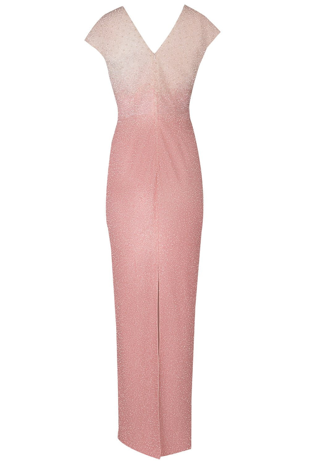 Signature Sequin V-Neck Gown - Blush CLOTHINGDRESSGOWN PAMELLA ROLAND   