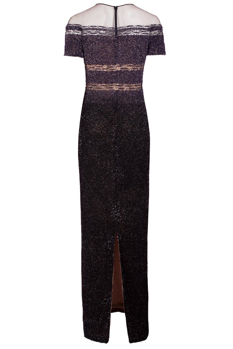 PAMELLA ROLAND-Signature Sequin Gown - Silver Black-