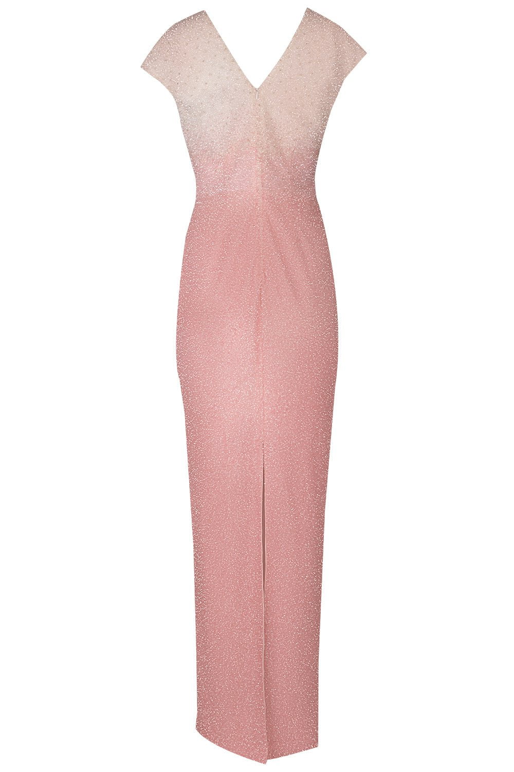 PAMELLA ROLAND-Signature Sequin V-Neck Gown - Blush-