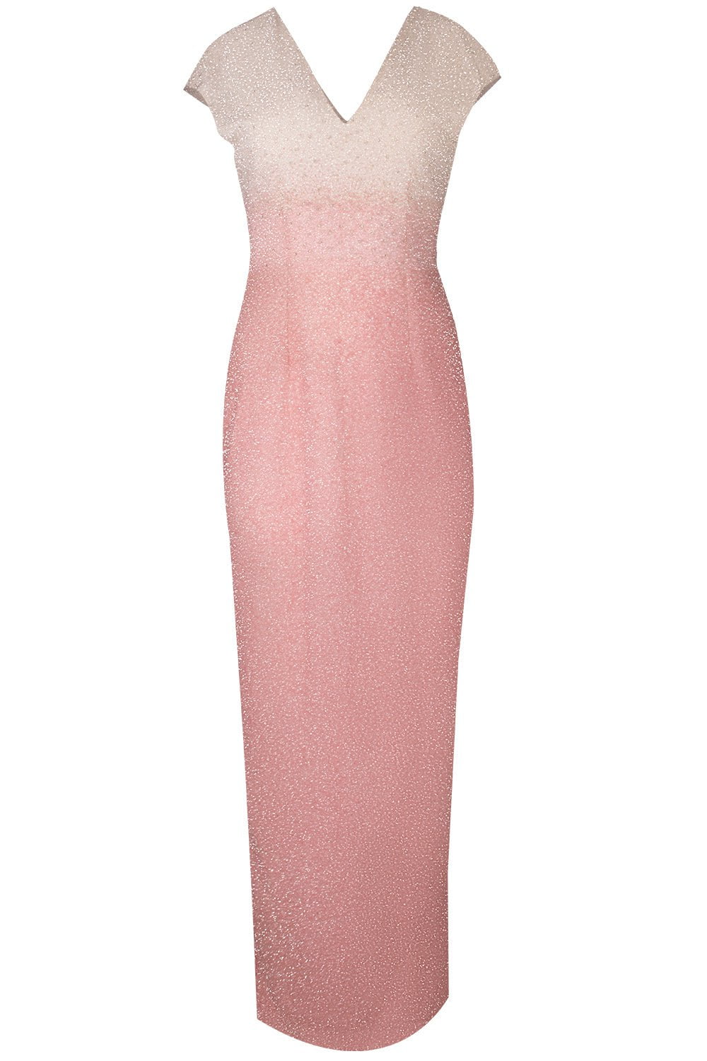 PAMELLA ROLAND-Signature Sequin V-Neck Gown - Blush-