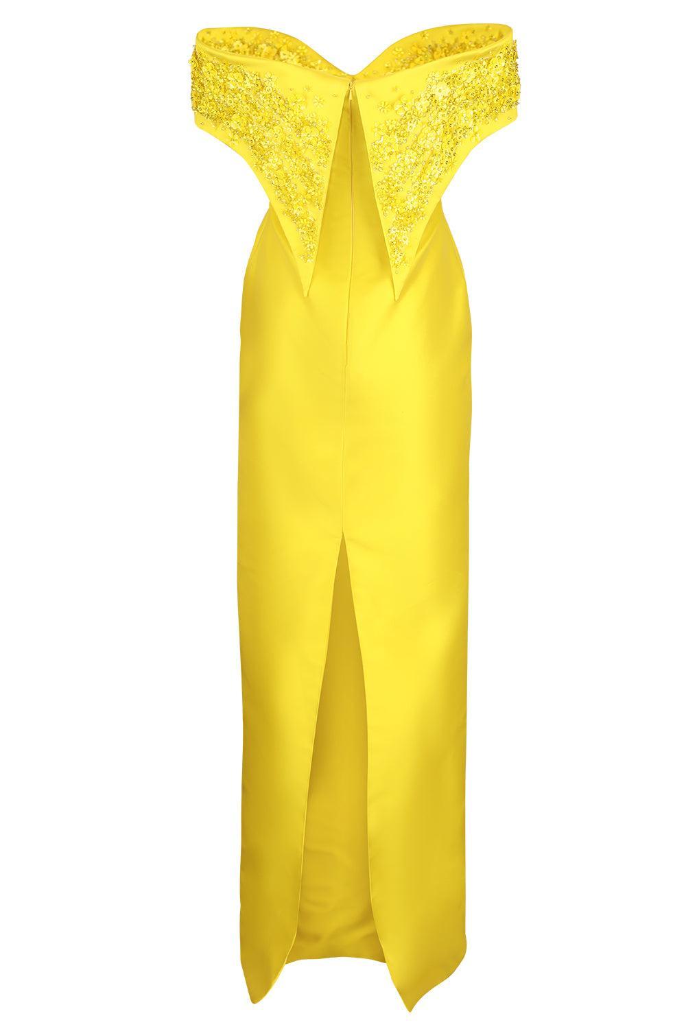  Crystal Embellished Off The Shoulder Gown-YELLOW-4-CLOTHINGDRESSGOWN-PAMELLA ROLAND 