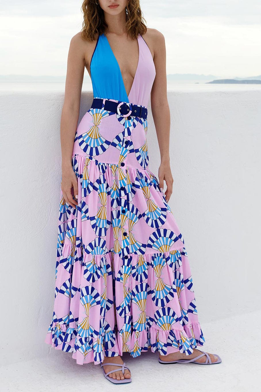 PAOLITA-Zephyr Button Maxi Skirt-
