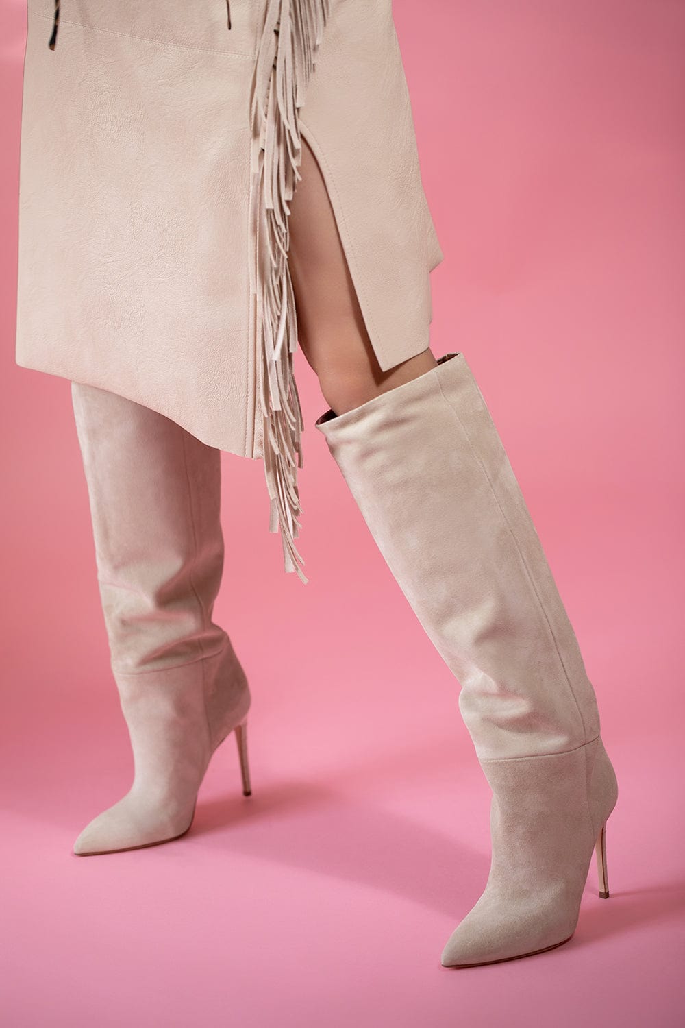PARIS TEXAS-Stiletto Boot Heel - Angora-