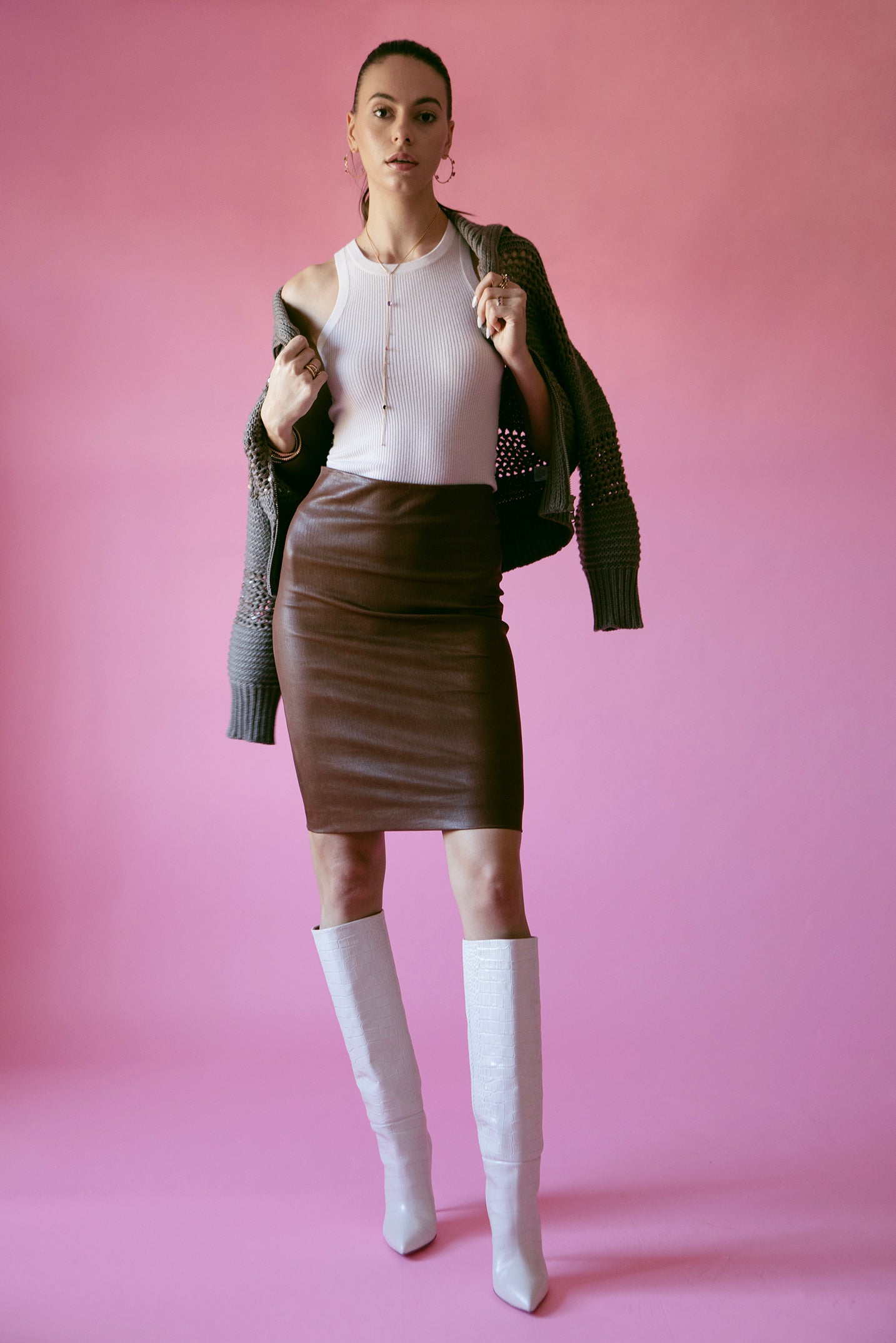 PARIS TEXAS-Stiletto Boot Heel – Bone-
