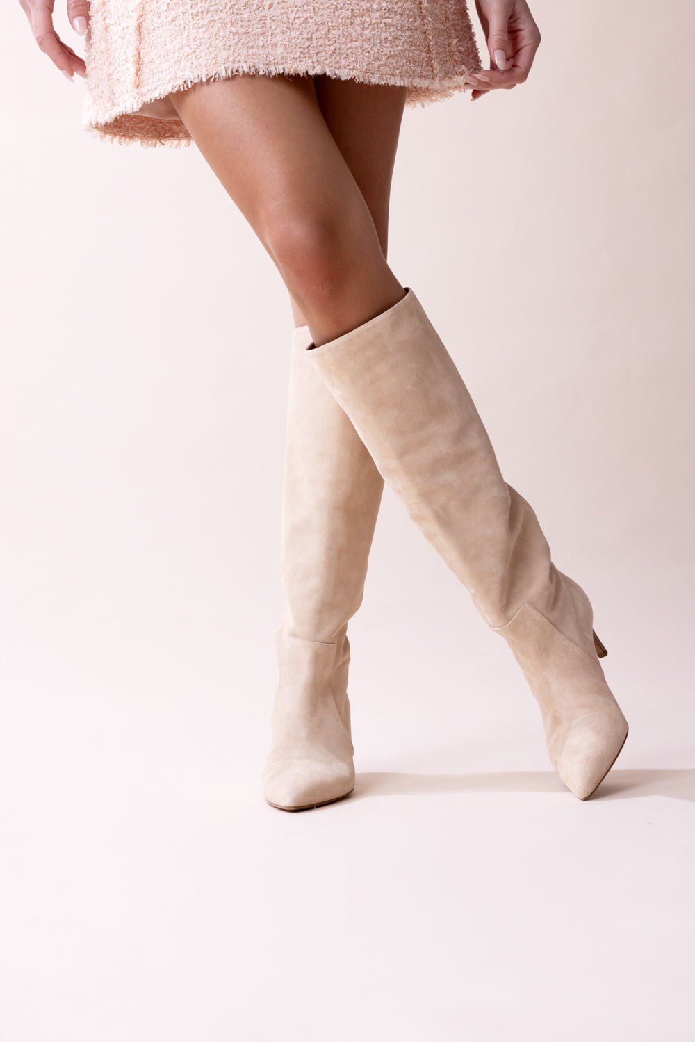 PARIS TEXAS-Stiletto Tall Boots - Ecru-