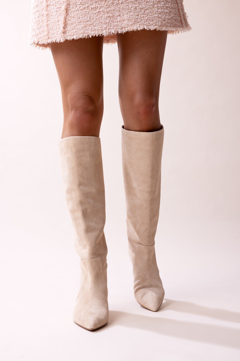 PARIS TEXAS-Stiletto Tall Boots - Ecru-