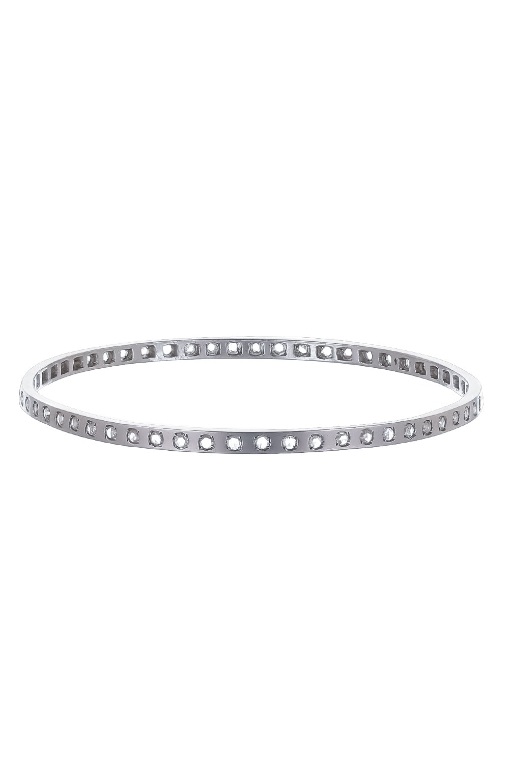 Diamond Rose Ecclesia Bangle Bracelet - White Gold-WHITE GOLD-2MM-JEWELRYFINE JEWELBRACELET O-PARULINA