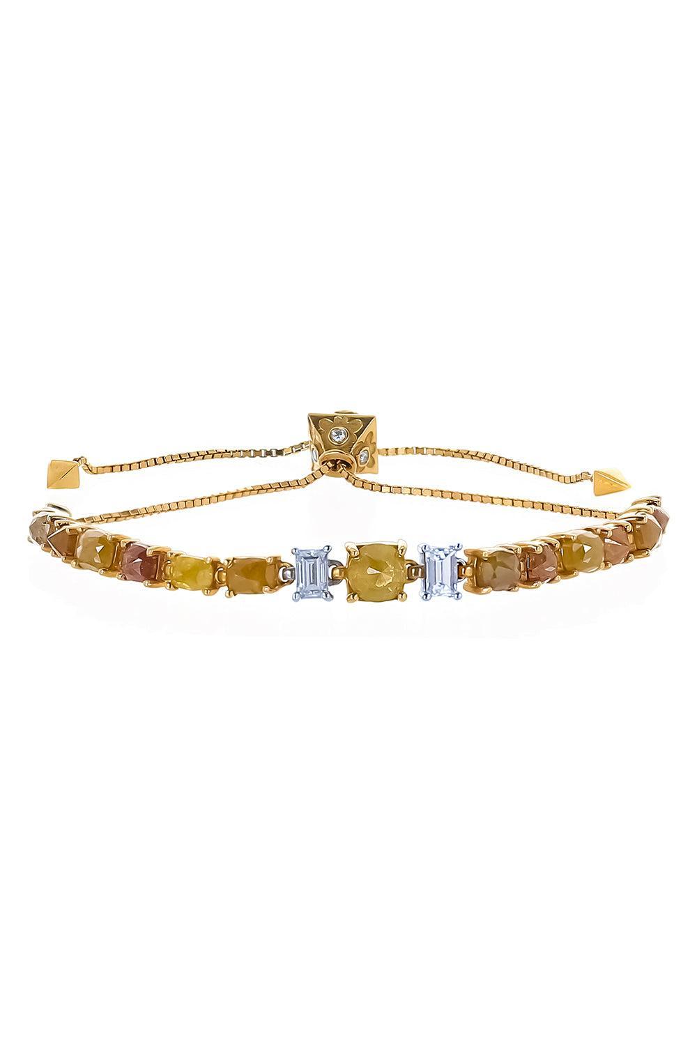 Diamond Color Rose Bracelet-YELLOW GOLD-JEWELRYFINE JEWELBRACELET O-PARULINA