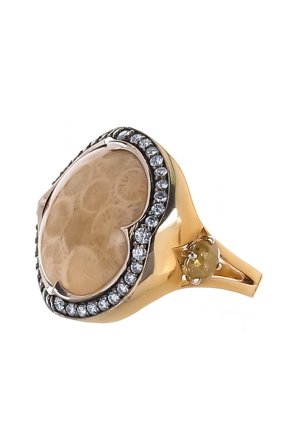 Diamond Coral Ring-YELLOW GOLD-5.75-JEWELRYFINE JEWELRING-PARULINA