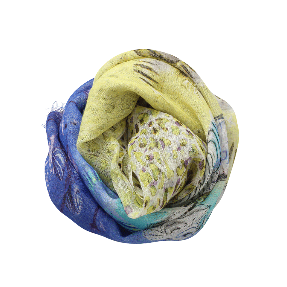 PASHMA-Ombre Fish Print Scarf-IVORY