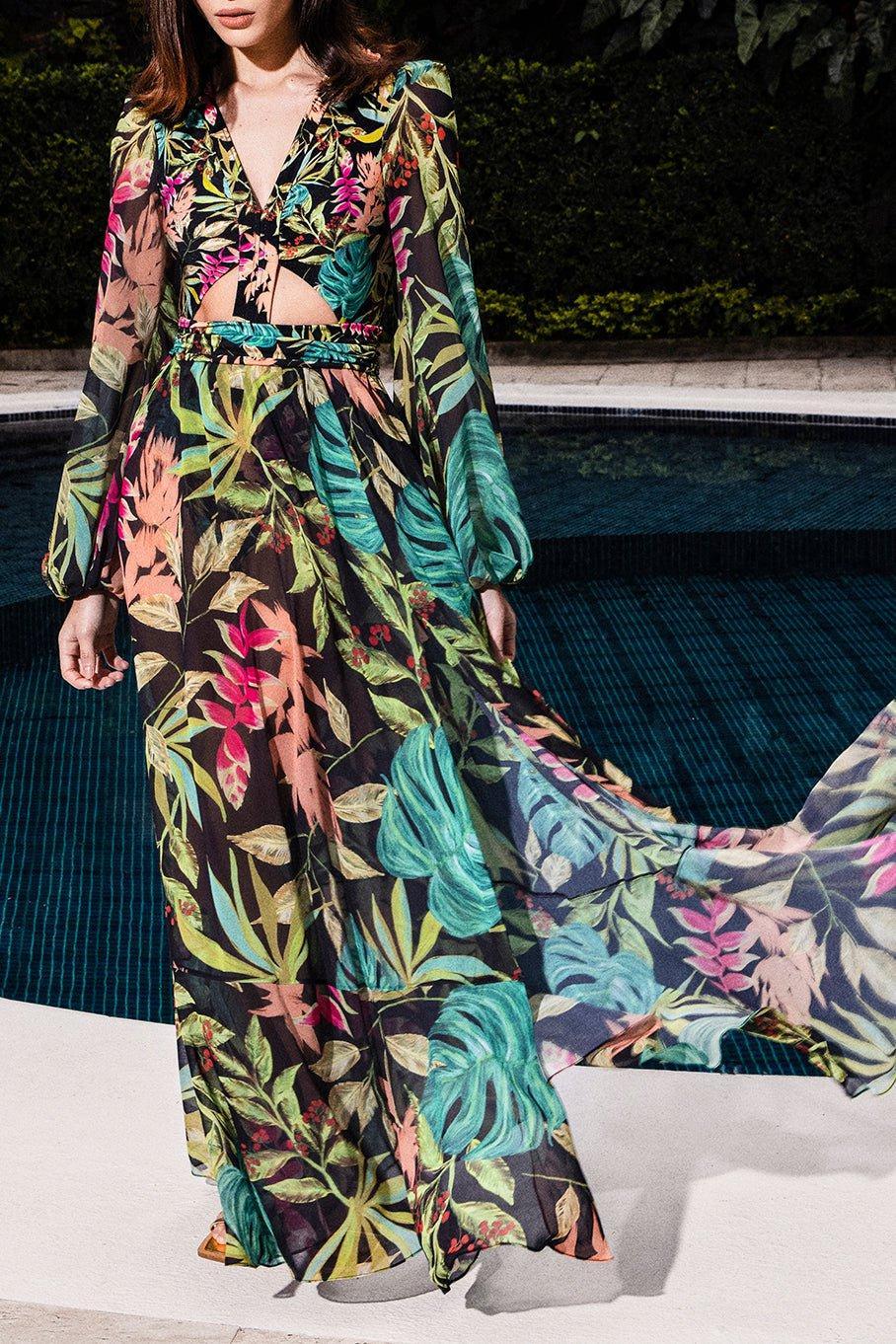 PATBO-Tropicalia Cutout Maxi Dress-
