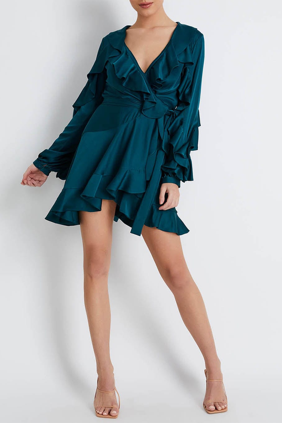 Ruffle Sleeve Mini Wrap Dress Ruffle Sleeve Mini Wrap Dress