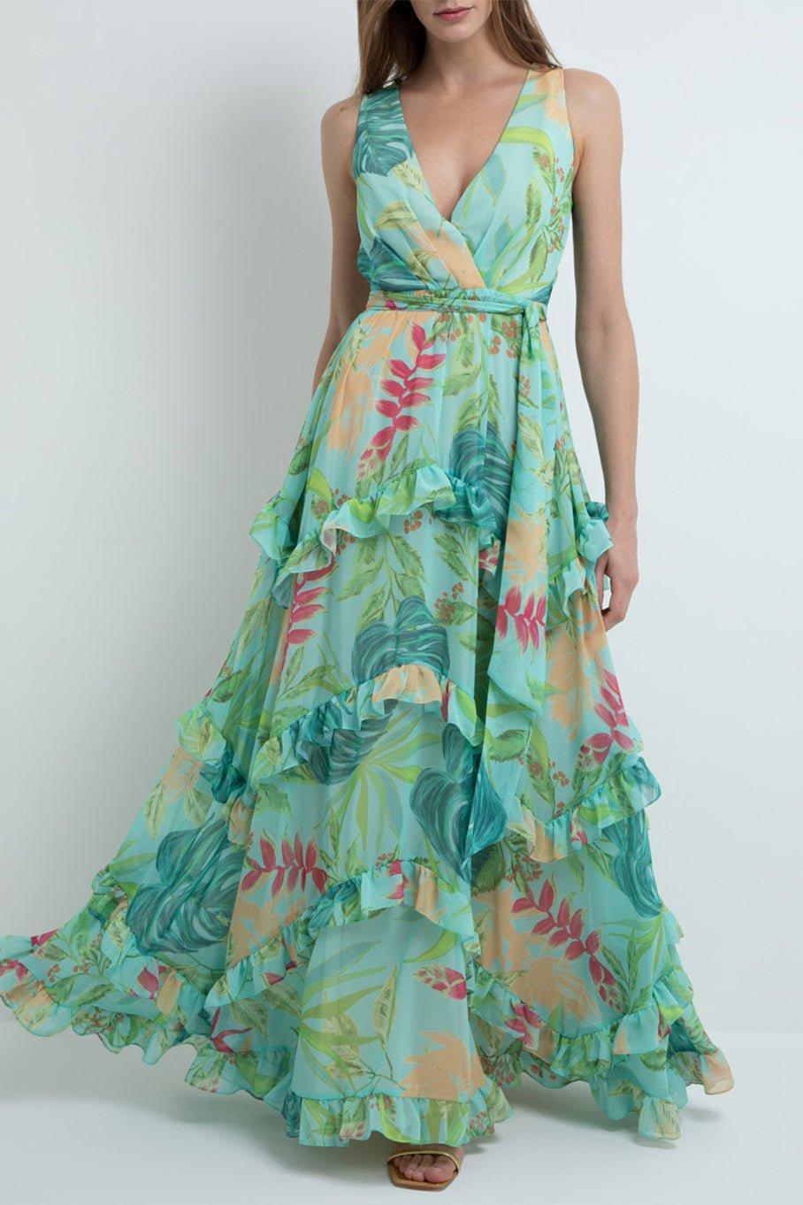 PATBO-Tropicalia VNeck Ruffle Maxi-