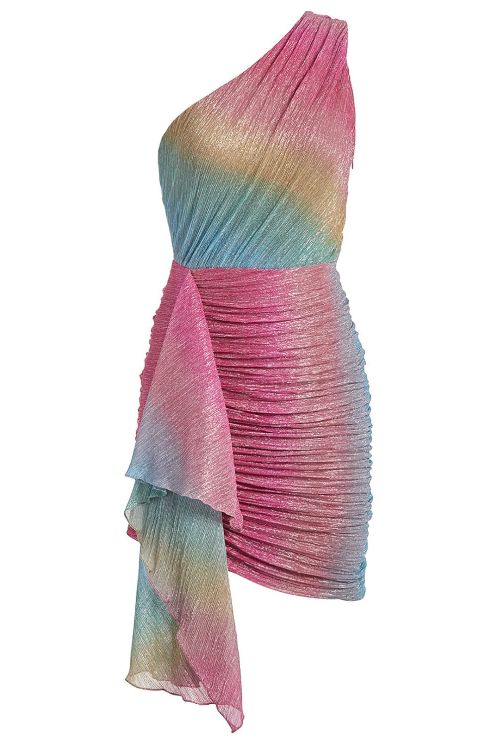PATBO-Prism Lurex One Shoulder Mini Dress-