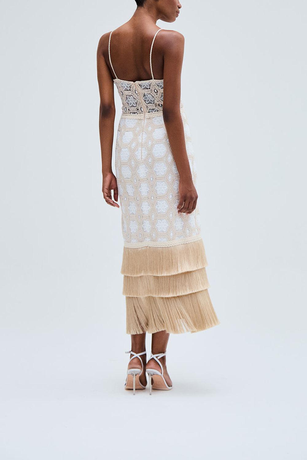 Plunge Midi Dress-OFF WHITE-2-CLOTHINGDRESSCASUAL-PATBO