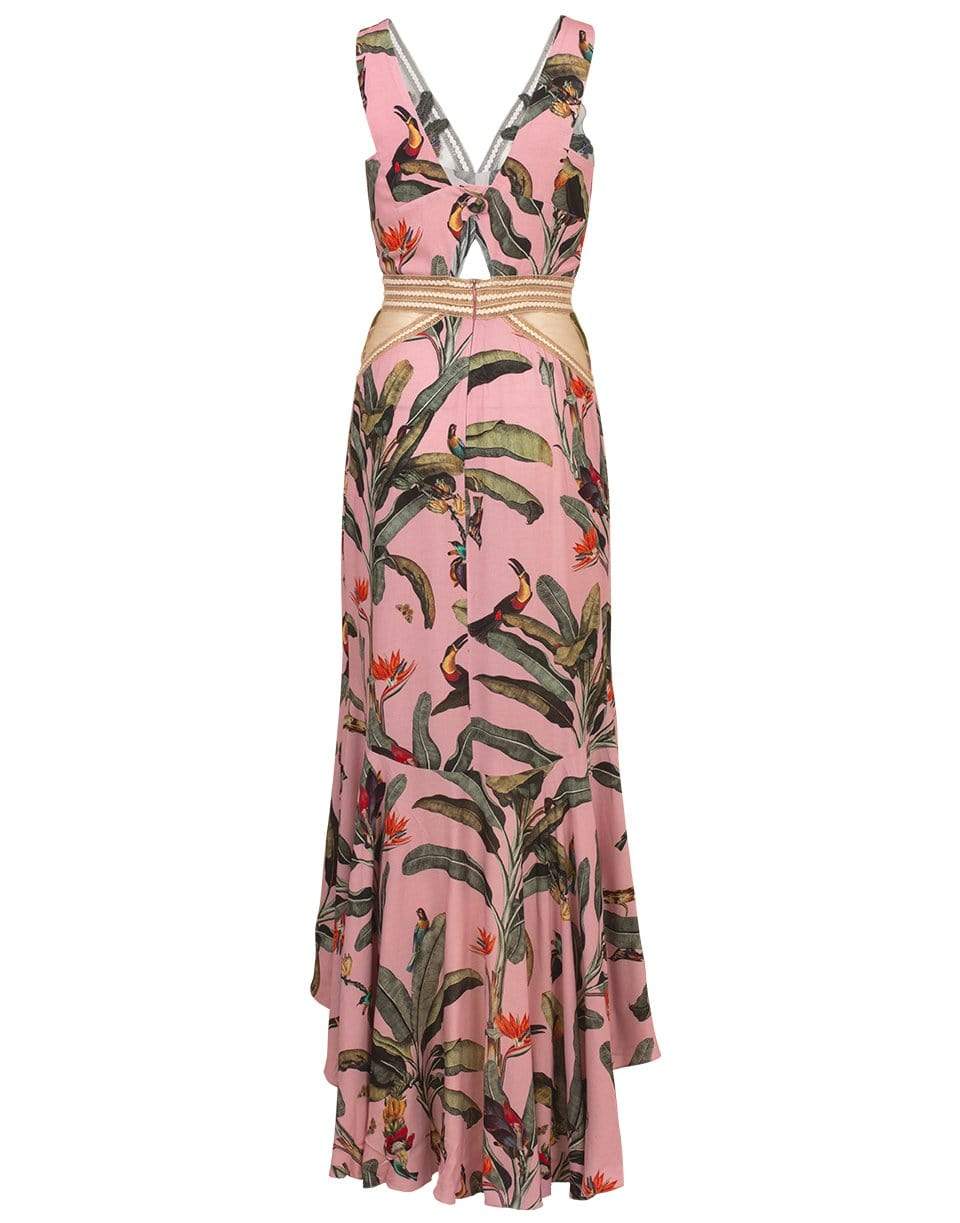 PATBO-Tropical Print Belted Midi Dress-