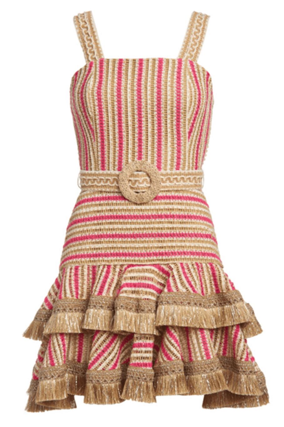 PATBO-Belted Jute Trim Mini Dress-