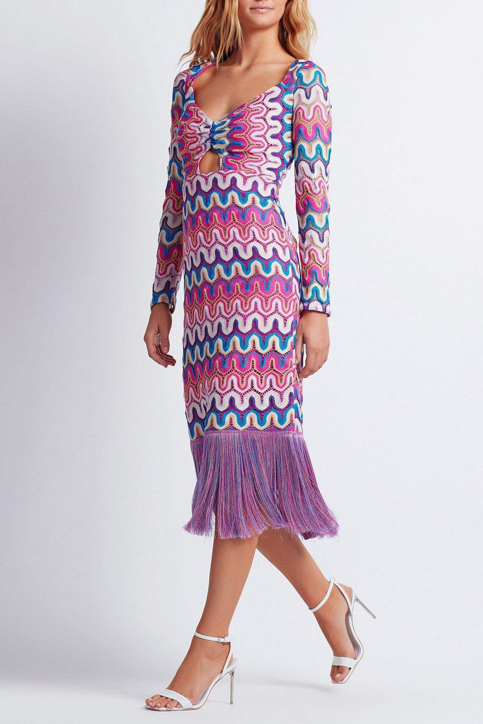 Cut-Out Fringe Midi Dress