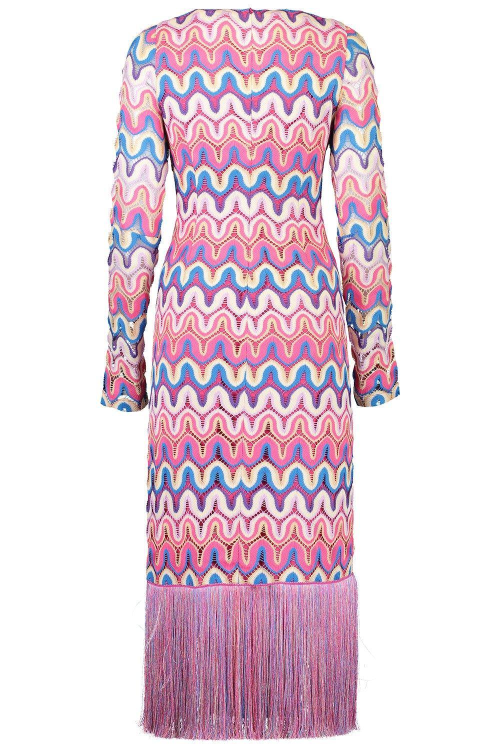 PATBO-Cut-Out Fringe Midi Dress-