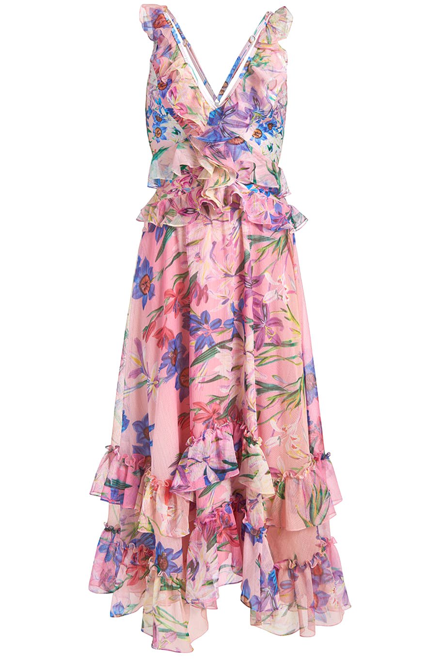 PATBO-Iris Ruffle V Neck Dress-