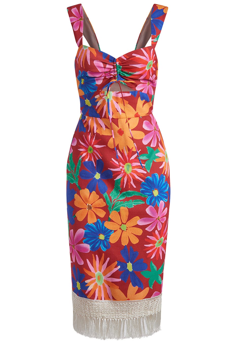 PATBO-Aster Fringe Trim Midi Dress-