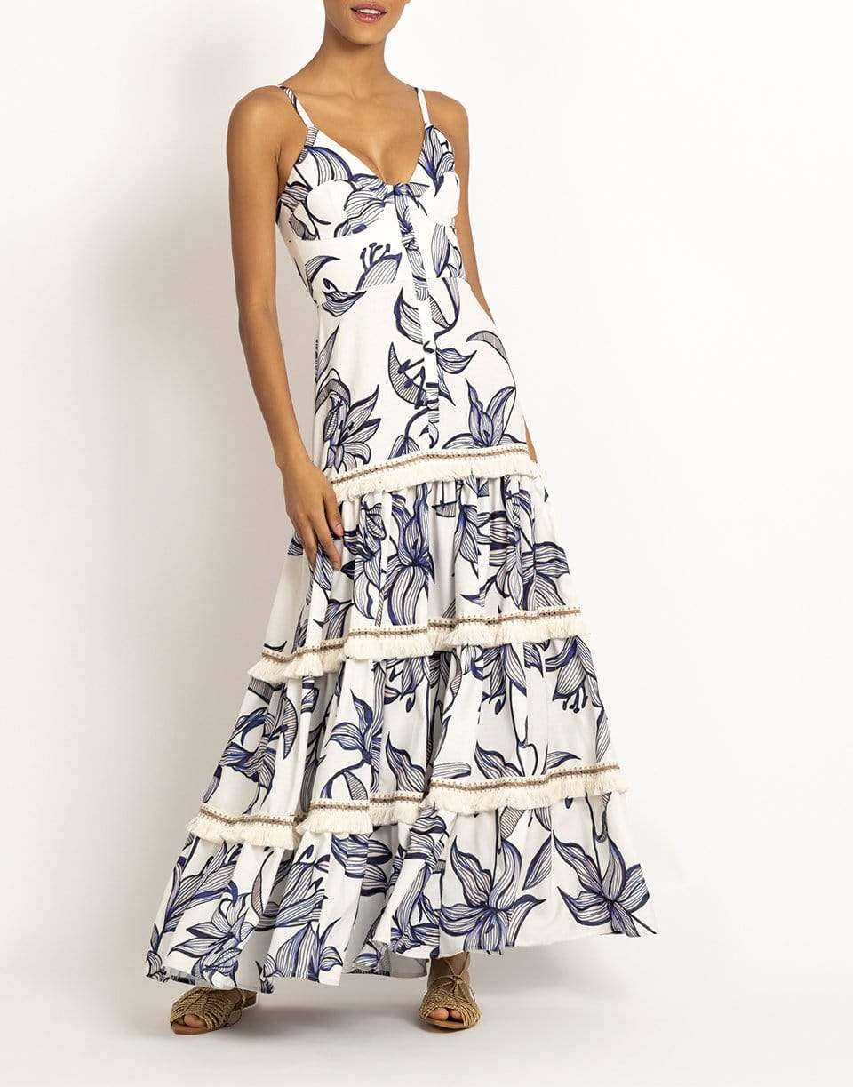 PATBO-Stargazer Fringe Trim Maxi Dress-