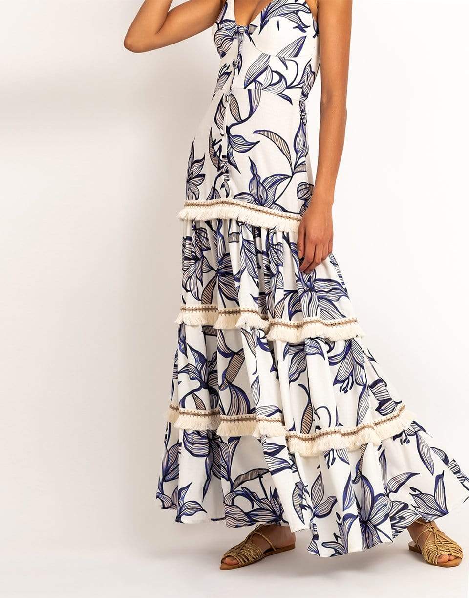 PATBO-Stargazer Fringe Trim Maxi Dress-