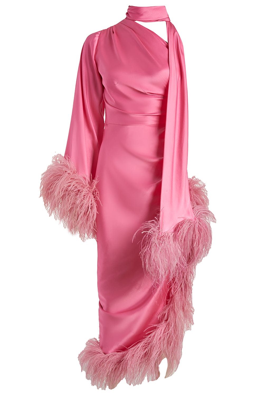 PATBO-Feather Trimmed Oscar Dress-