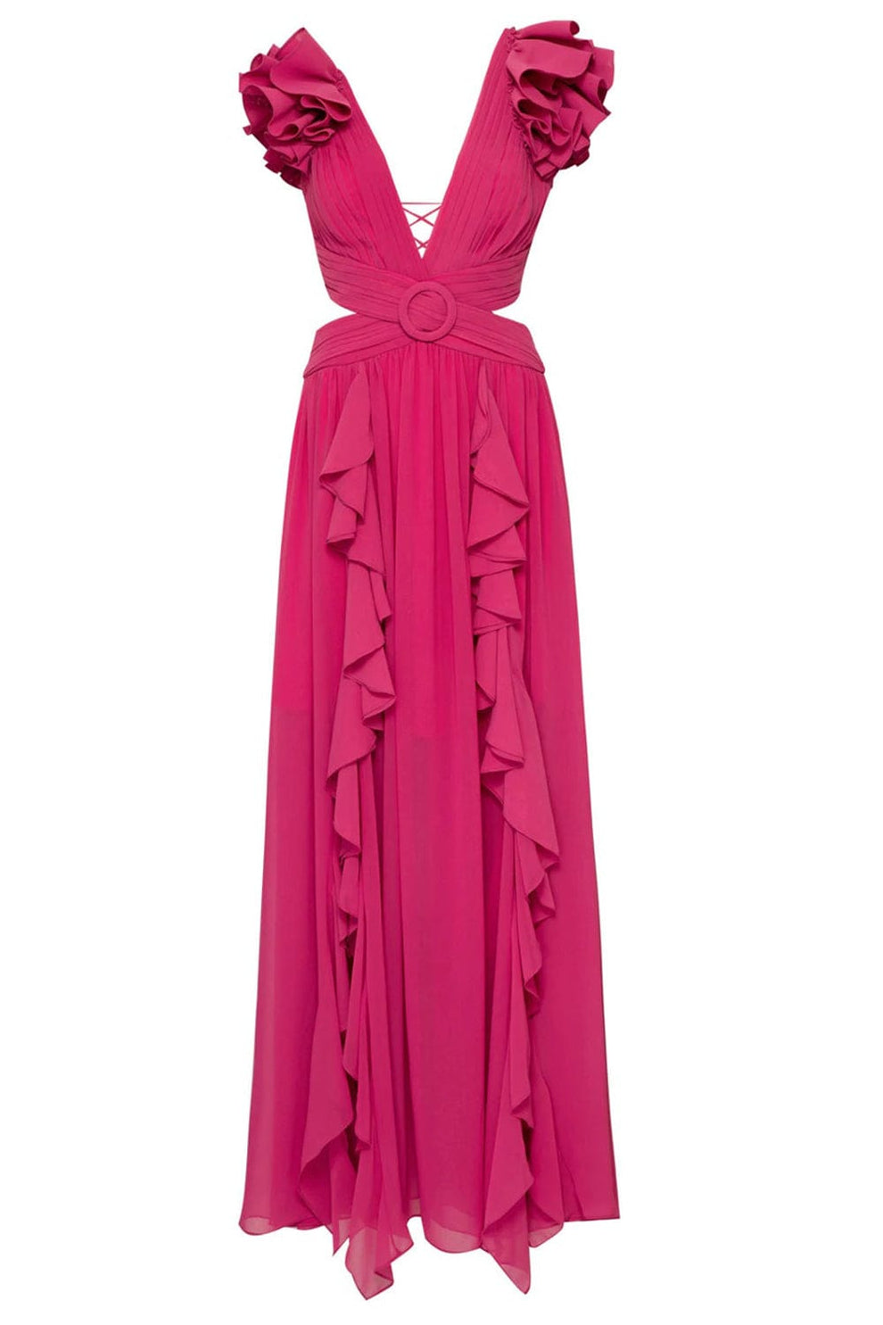 fitted lace wedding dress Azalea Broderie Anglaise crochet wrap maxi robe dress