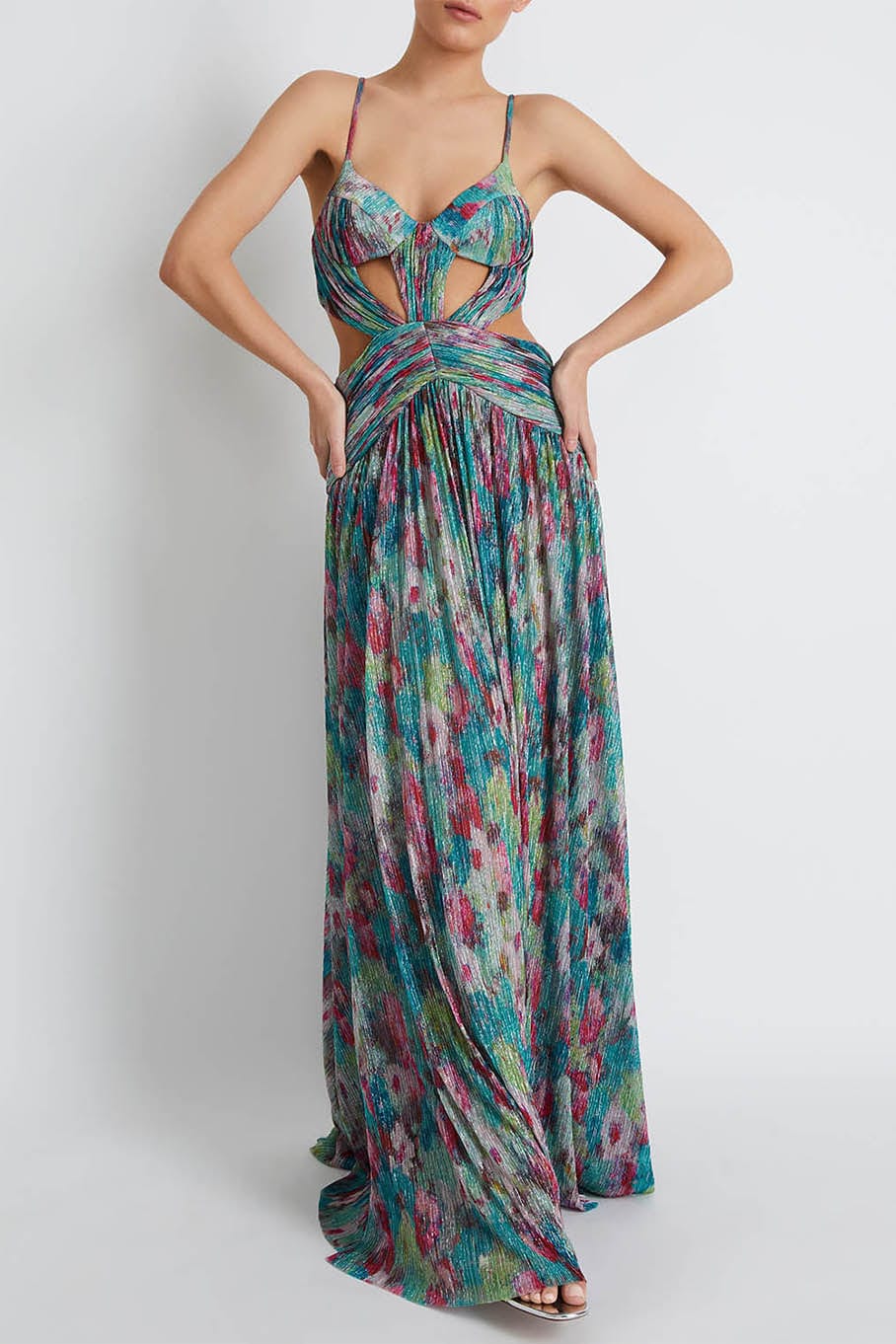 PATBO-Printed Lurex Sleeveless Gown-